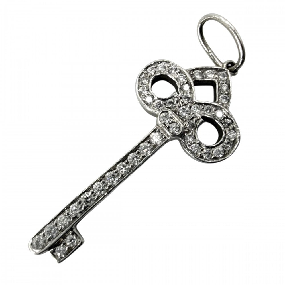 【開店SALE】 TIFFANY&Co. ティファニー ペンダントトップ フルール ド リスキー キーモチーフ ジュエリー アクセサリー Pt950プラチナ ダイヤモンド レディース 約1.6g【中古品】