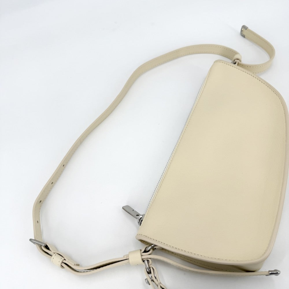BURBERRY バーバリー ショルダーバッグ ミニ シールドスリングバッグ ミニバッグ ホワイト 80758521 レザー アイボリー シルバー金具 ユニセックス【中古品】
