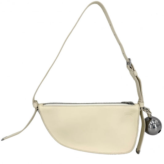 BURBERRY バーバリー ショルダーバッグ ミニ シールドスリングバッグ ミニバッグ ホワイト 80758521 レザー アイボリー シルバー金具 ユニセックス【中古品】
