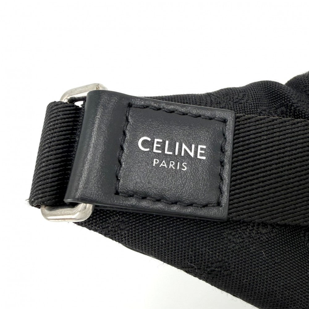 【開店SALE】 CELINE セリーヌ ボディバッグ トリオンフ ベルトバッグ ウエストバッグ キャンバス ブラック 黒 シルバー金具 メンズ【中古品】