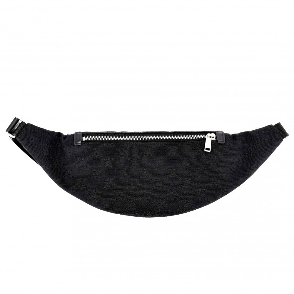 【開店SALE】 CELINE セリーヌ ボディバッグ トリオンフ ベルトバッグ ウエストバッグ キャンバス ブラック 黒 シルバー金具 メンズ【中古品】