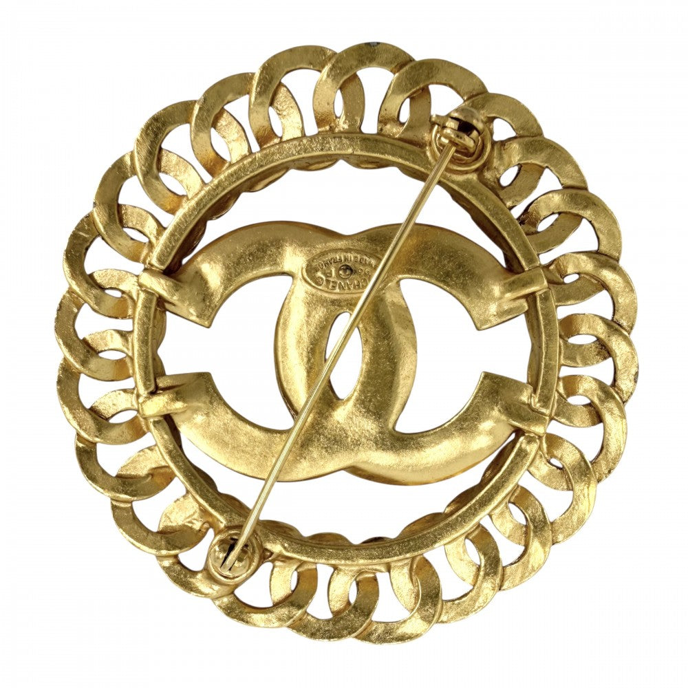 CHANEL シャネル ブローチ ココマーク アクセサリー ヴィンテージ ラウンド GP 96P ゴールド レディース 約21.3g 1996年【中古品】