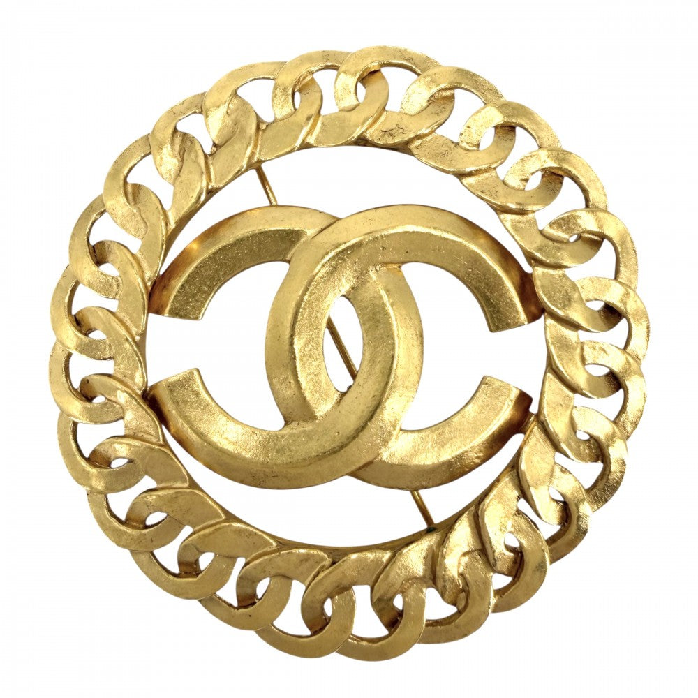 CHANEL シャネル ブローチ ココマーク アクセサリー ヴィンテージ ラウンド GP 96P ゴールド レディース 約21.3g 1996年【中古品】