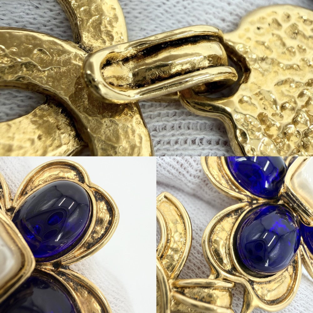 【開店SALE】 CHANEL シャネル イヤリング ココマーク スイング グリポア アクセサリー ヴィンテージ GP カラーストーン フェイクパール 94P ゴールド ブルー 青 レディース 約40.5g 1994年【中古品】