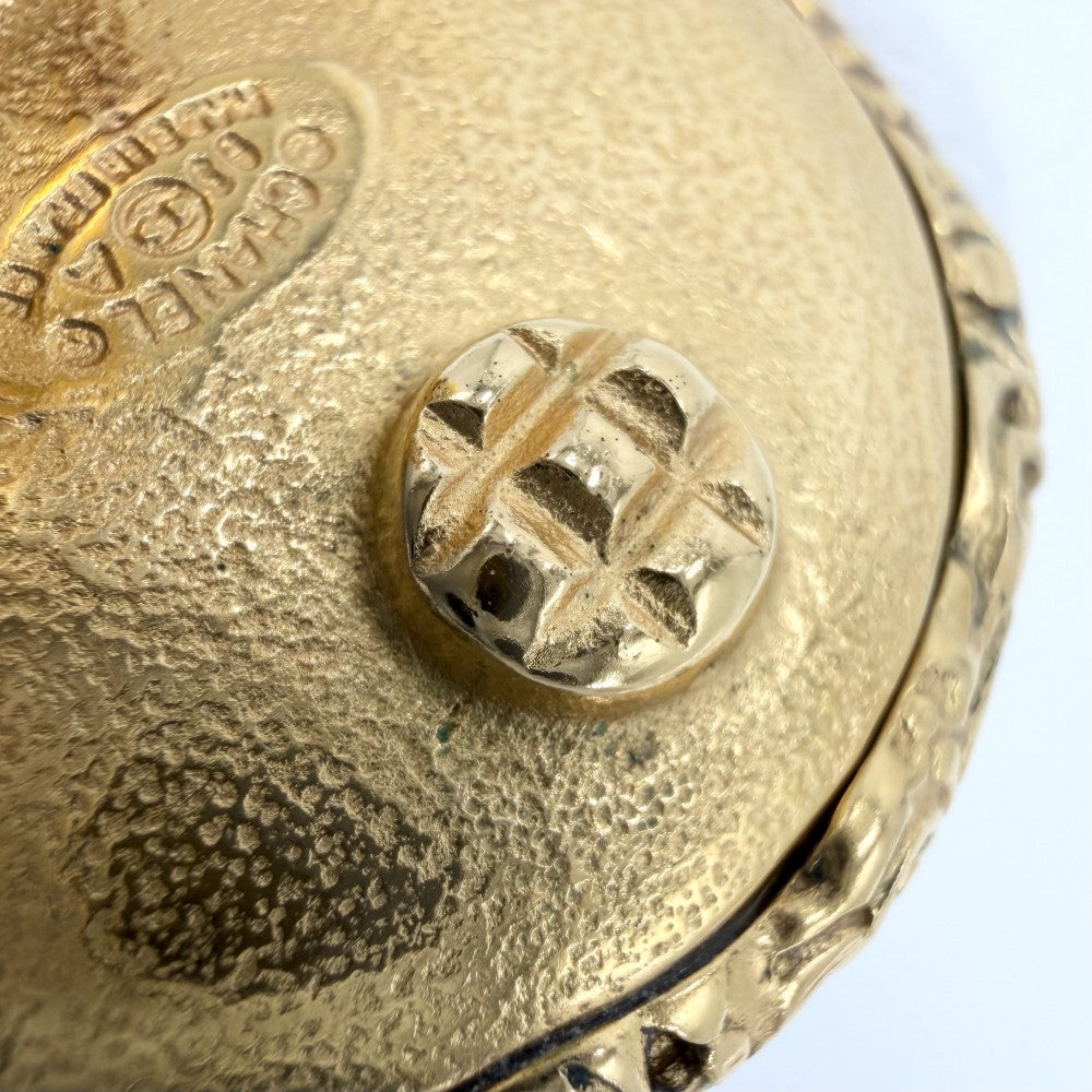 【開店SALE】 CHANEL シャネル イヤリング ラウンド アクセサリー ヴィンテージ ココマーク マグマ GP カラーストーン 93A ゴールド ブラック 黒 レディース 約27.4g 1993年【中古品】
