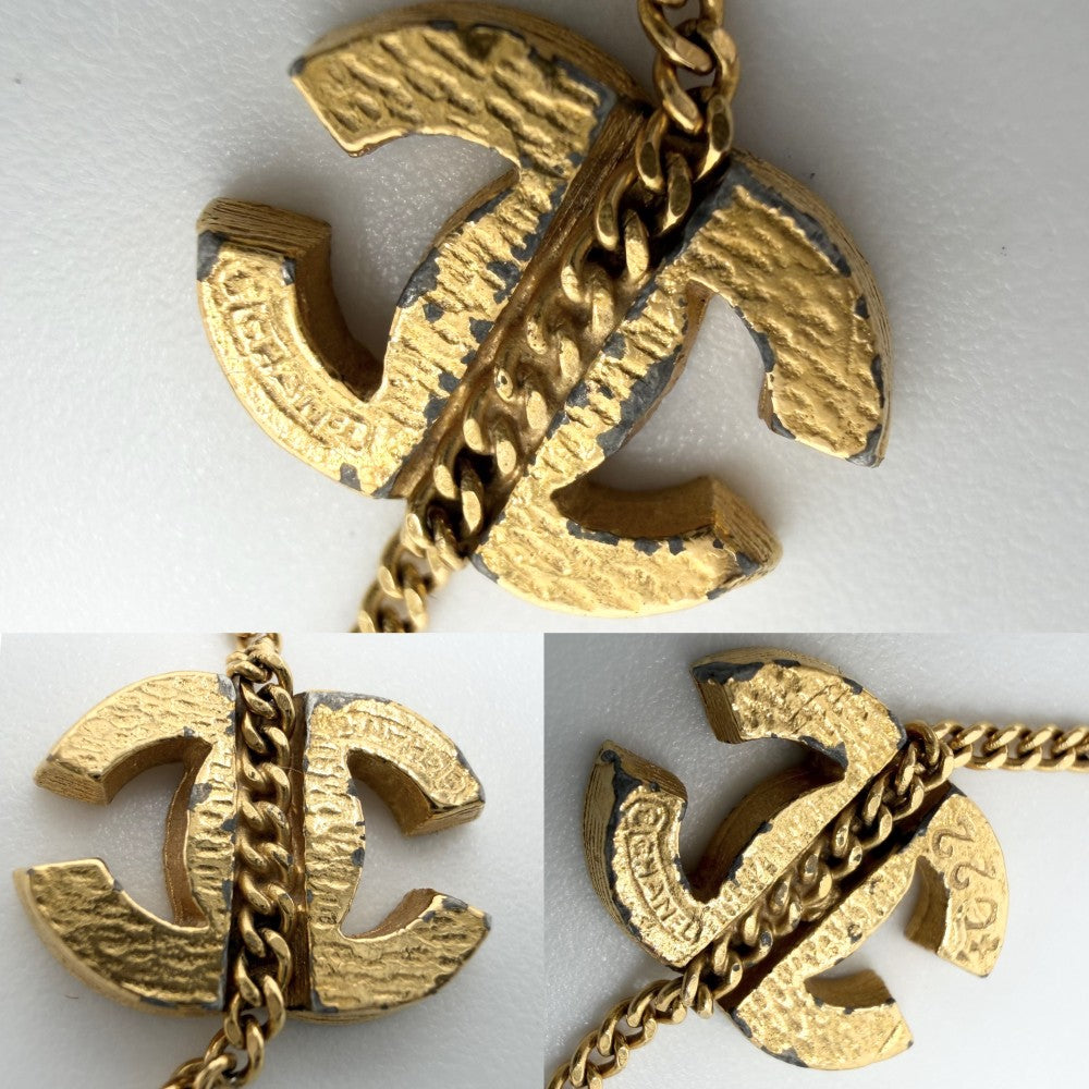 CHANEL シャネル ブレスレット アクセサリー トリプル ココマーク ココ ゴールド GP ラインストーン レディース 約4.8g 1982年【中古品】