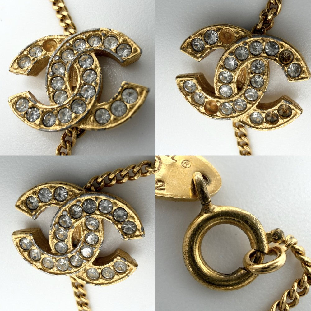 CHANEL シャネル ブレスレット アクセサリー トリプル ココマーク ココ ゴールド GP ラインストーン レディース 約4.8g 1982年【中古品】