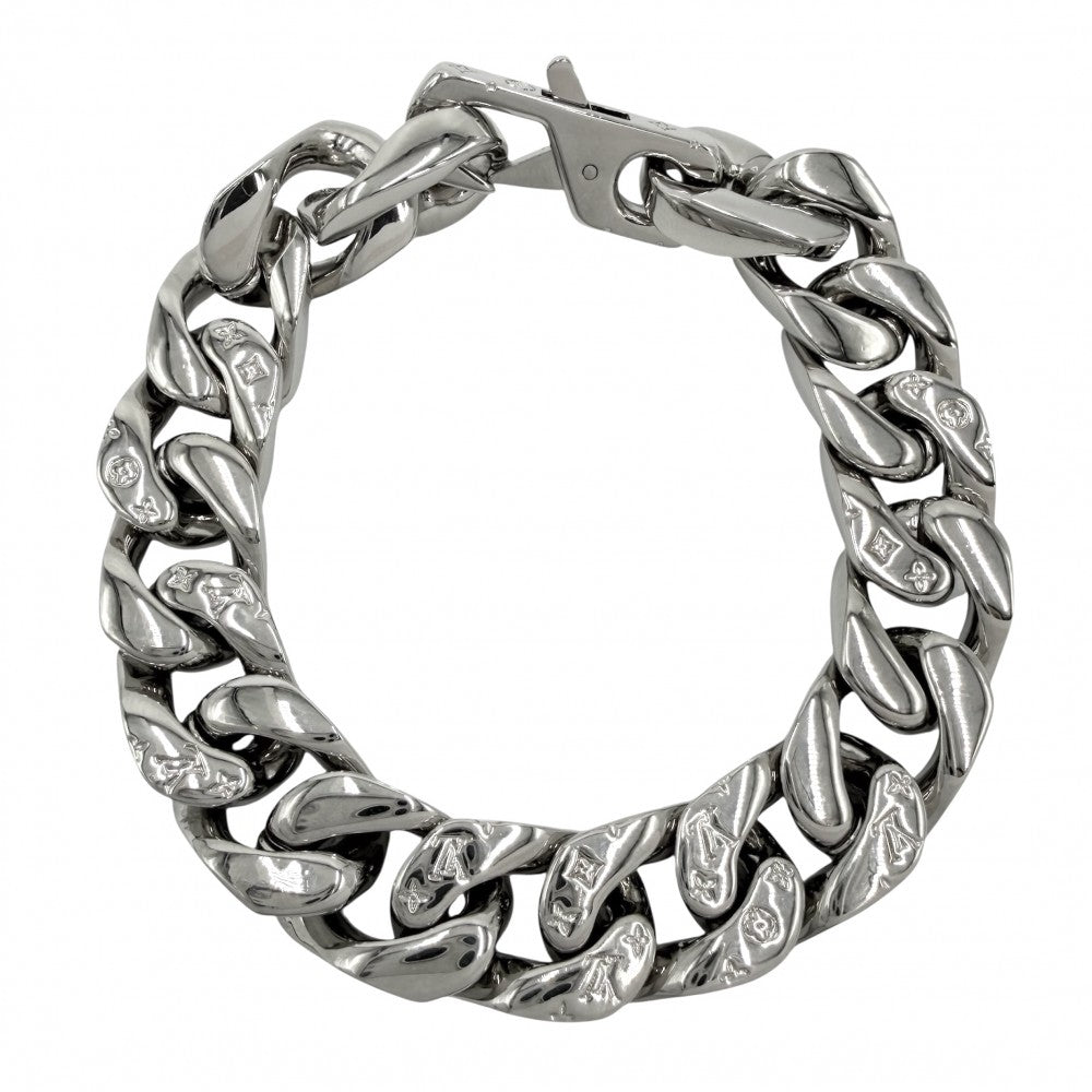 【開店SALE】 LOUIS VUITTON ルイヴィトン ブレスレット モノグラム ブラスレ・LVチェーンリンクス アクセサリー Lサイズ M69989 シルバー メンズ 約69.6g【中古品】