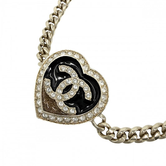 【開店SALE】 CHANEL シャネル ネックレス ハート ココマーク チョーカー アクセサリー GP ラインストーン ABB649 C23B ゴールド ブラック 黒 レディース 約27.8g 2023年【中古品】