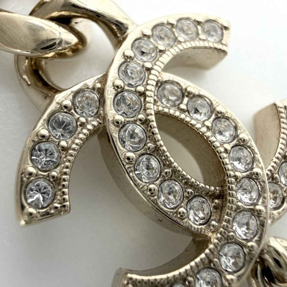 CHANEL シャネル ネックレス ココマーク ロゴ チョーカー アクセサリー GP ラインストーン I24C ゴールド レディース 約44.5g 2024年【中古品】
