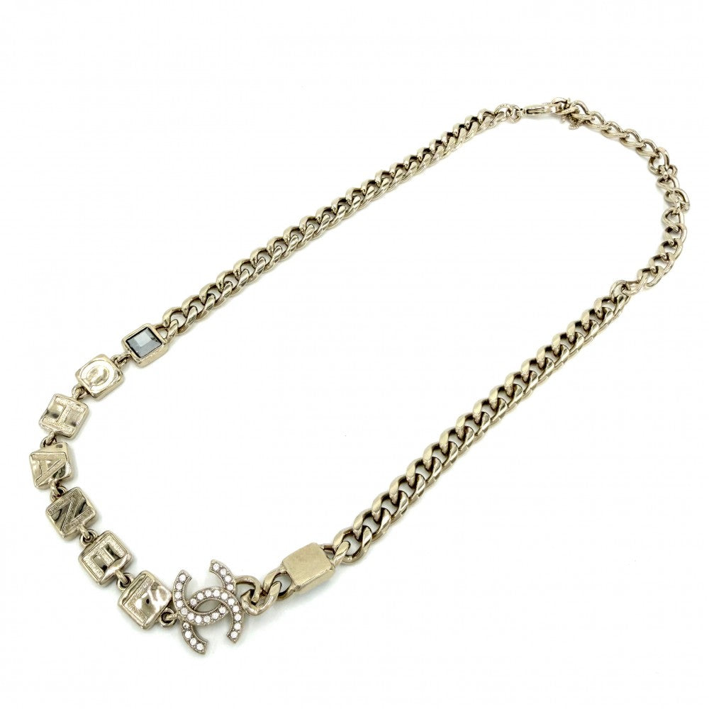 CHANEL シャネル ネックレス ココマーク ロゴ チョーカー アクセサリー GP ラインストーン I24C ゴールド レディース 約44.5g 2024年【中古品】