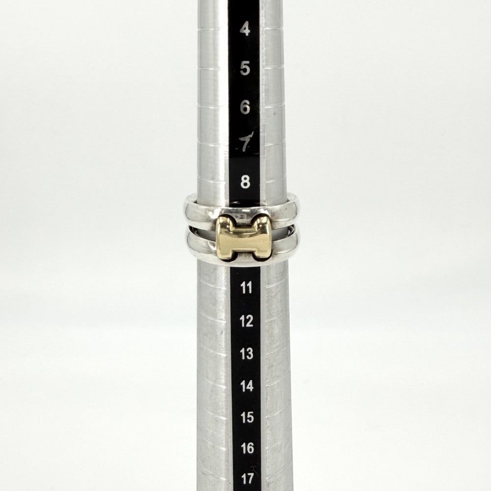 【開店SALE】 HERMES エルメス 指輪 オランプリング 51サイズ アクセサリー ジュエリー 小物 ヴィンテージ Au750 18金 シルバー925 K18ゴールド 約9号 ゴールド シルバー レディース 約9.1g【中古品】