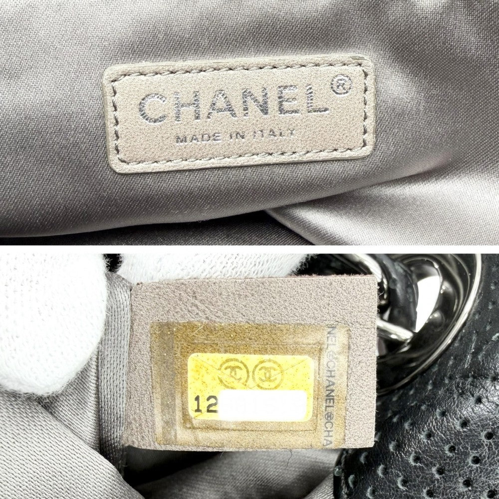 CHANEL シャネル ショルダーバッグ パンチングメッシュ チェーンショルダー ハンドバッグ ココマーク ココ 鞄 かばん レザー ブラック 黒 シルバー金具 レディース【中古品】