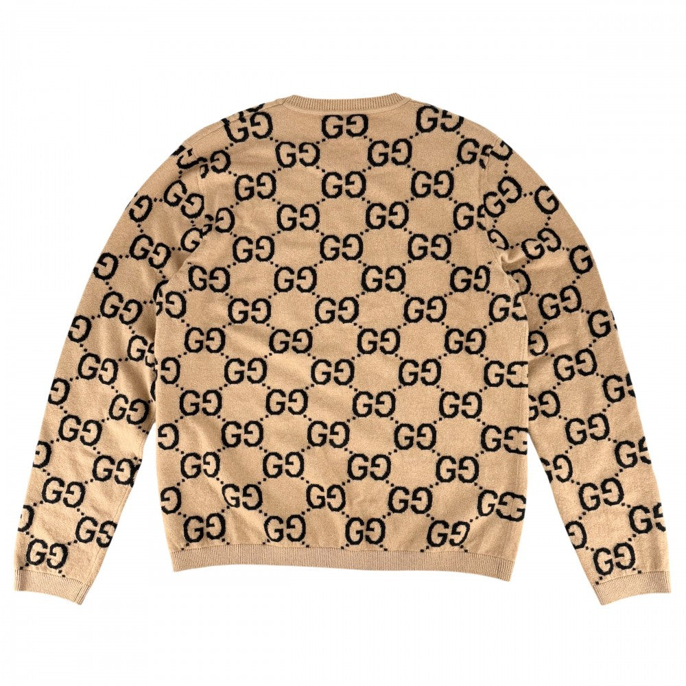 GUCCI グッチ ニット GG ウールジャガードセーター トップス 総柄 アパレル 服 XXL 692900 ブラウン 茶 ブラック 黒 秋 冬 ウール メンズ【中古品】