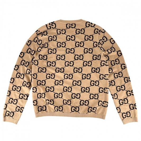 GUCCI グッチ ニット GG ウールジャガードセーター トップス 総柄 アパレル 服 XXL 692900 ブラウン 茶 ブラック 黒 秋 冬 ウール メンズ【中古品】