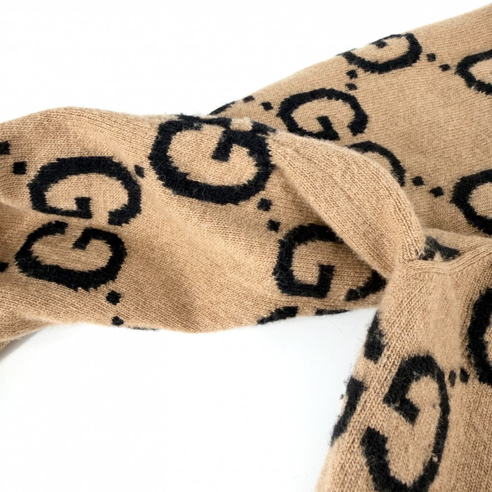 GUCCI グッチ ニット GG ウールジャガードセーター トップス 総柄 アパレル 服 XXL 692900 ブラウン 茶 ブラック 黒 秋 冬 ウール メンズ【中古品】