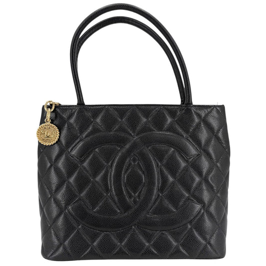 【開店SALE】 CHANEL シャネル トートバッグ マトラッセ 復刻トート ハンドバッグ ココマーク A01804 キャビアスキン ブラック 黒 ゴールド金具 レディース【中古品】