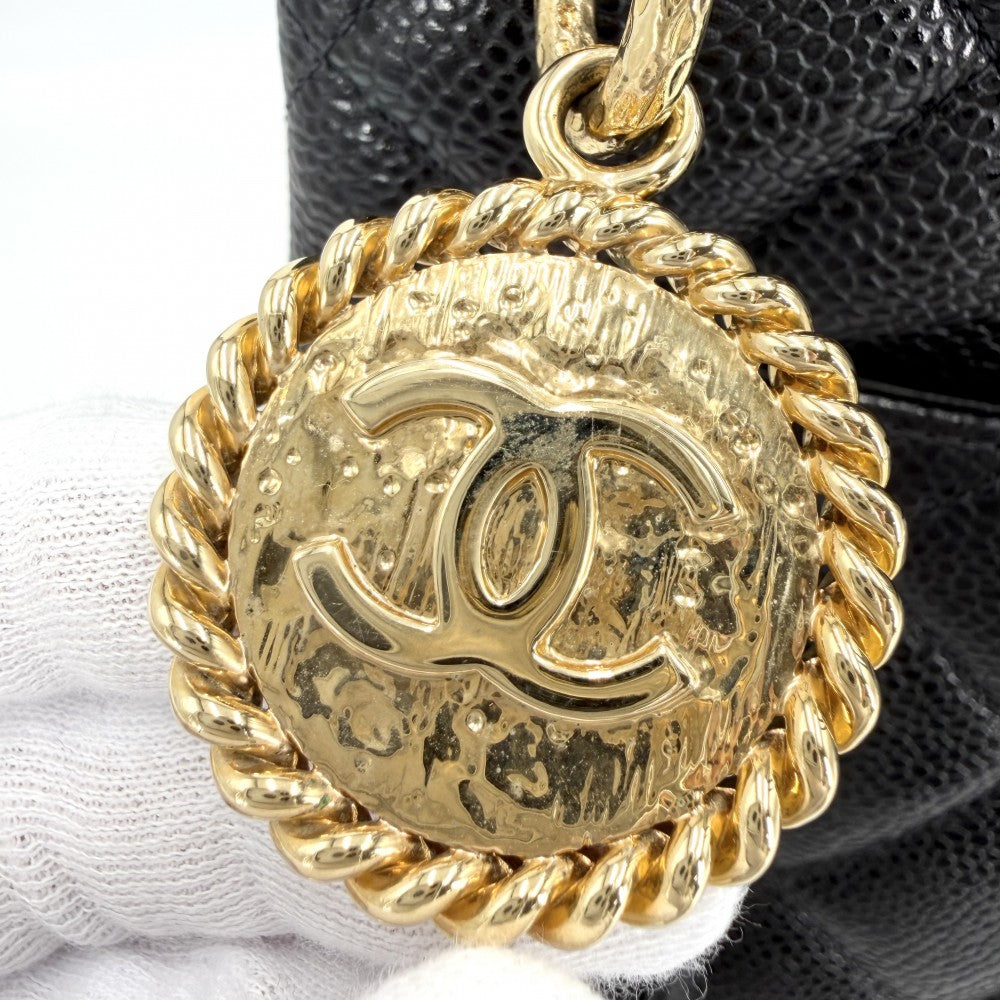 【開店SALE】 CHANEL シャネル トートバッグ マトラッセ 復刻トート ハンドバッグ ココマーク A01804 キャビアスキン ブラック 黒 ゴールド金具 レディース【中古品】