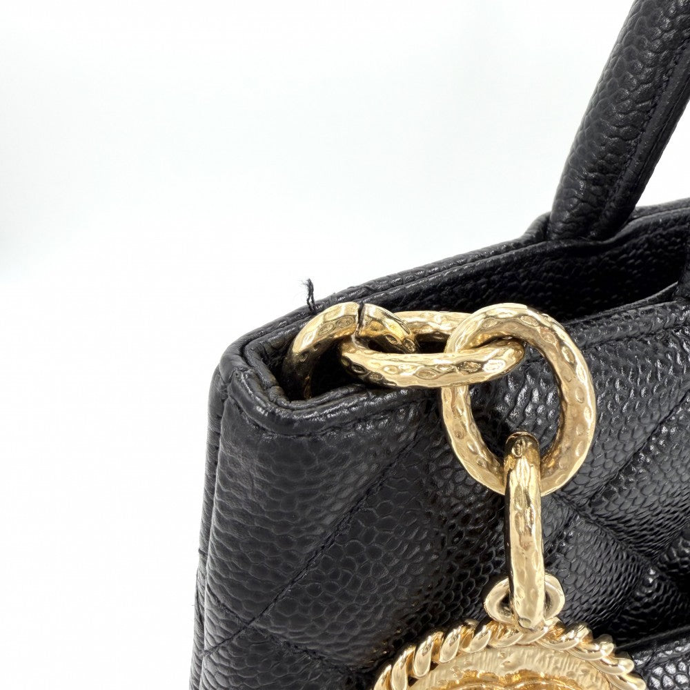 【開店SALE】 CHANEL シャネル トートバッグ マトラッセ 復刻トート ハンドバッグ ココマーク A01804 キャビアスキン ブラック 黒 ゴールド金具 レディース【中古品】