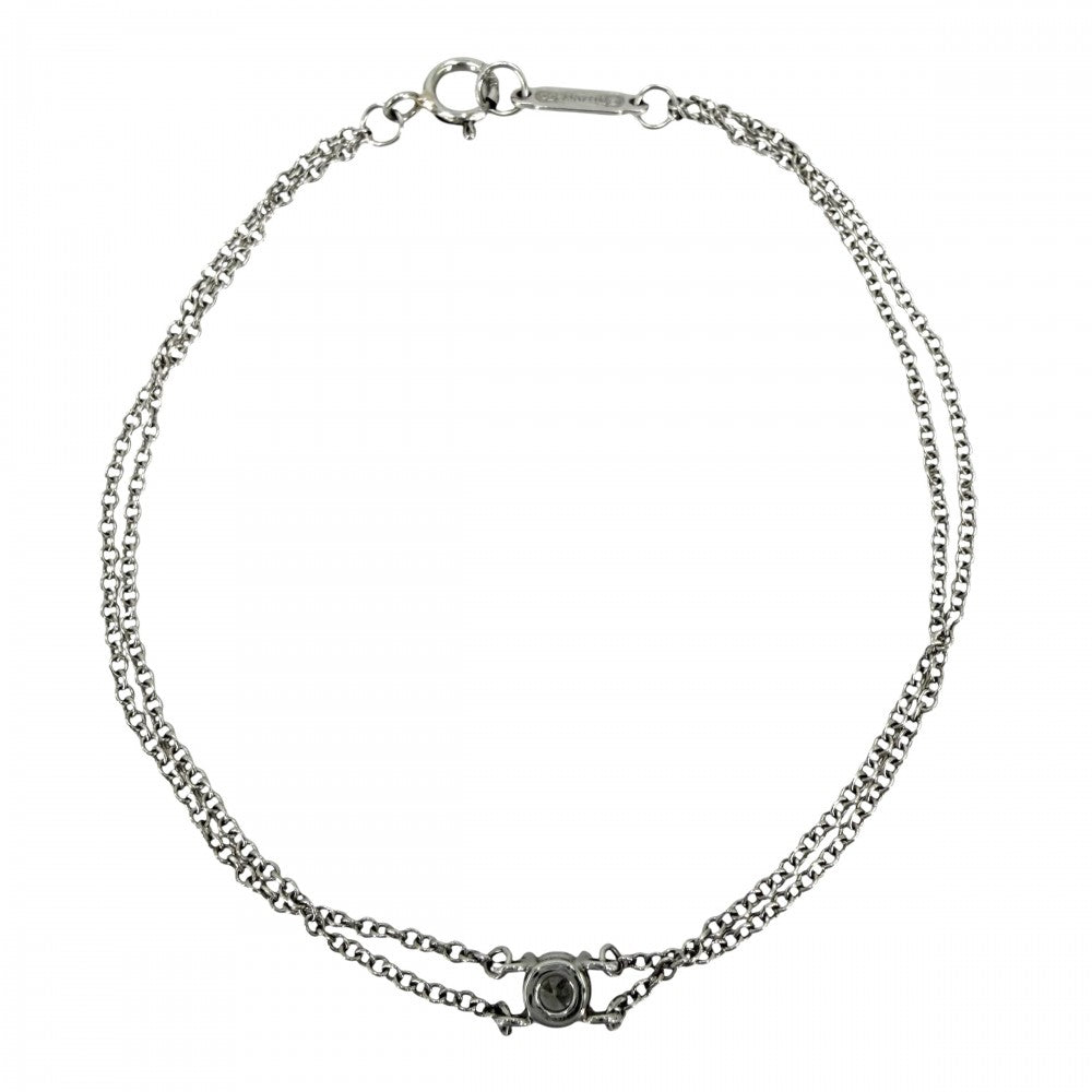 【開店SALE】 TIFFANY&Co. ティファニー ブレスレット ソリティア ジュエリー アクセサリー 一粒ダイヤ Pt950プラチナ ダイヤモンド約0.17ct レディース 約1.8g【中古品】