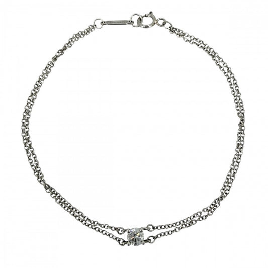 【開店SALE】 TIFFANY&Co. ティファニー ブレスレット ソリティア ジュエリー アクセサリー 一粒ダイヤ Pt950プラチナ ダイヤモンド約0.17ct レディース 約1.8g【中古品】