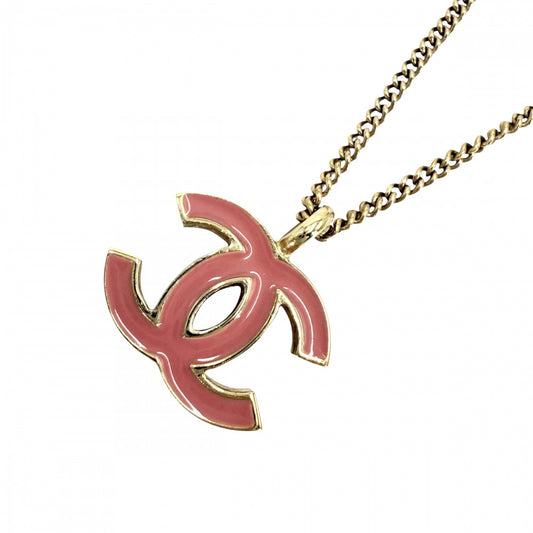 CHANEL シャネル ネックレス チェーン ココマーク アクセサリー GP 01A ゴールド ピンク レディース 約6.1g 2001年【中古品】
