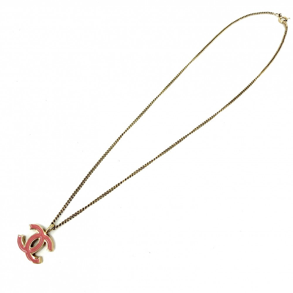 CHANEL シャネル ネックレス チェーン ココマーク アクセサリー GP 01A ゴールド ピンク レディース 約6.1g 2001年【中古品】