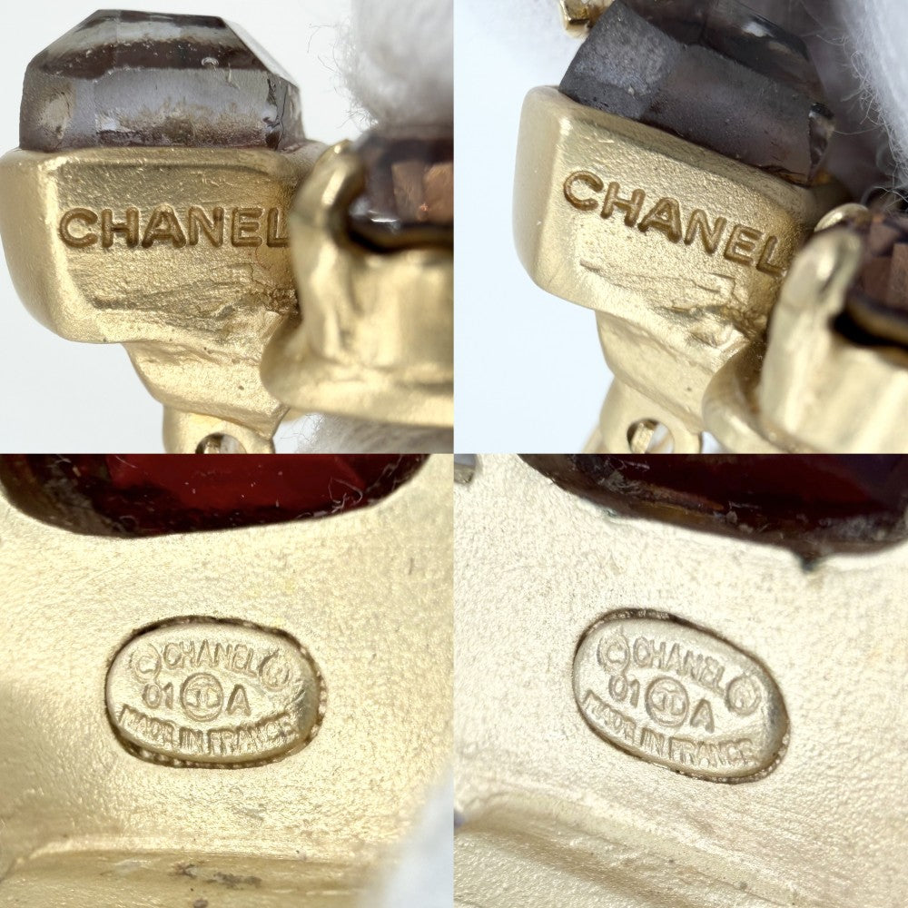 CHANEL シャネル イヤリング グリポア ココマーク ヴィンテージ アクセサリー ココ GP カラーストーン 01A ゴールド マルチカラー レディース 約19.4g 2001年【中古品】
