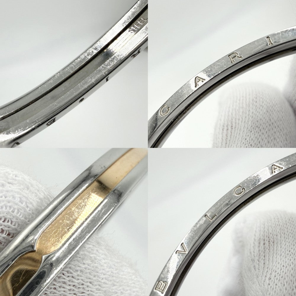 BVLGARI ブルガリ ブレスレット ビーゼロワン ジュエリー アクセサリー B-zero 1 オープン バングル Au750 PG 18金 ステンレススチール K18ピンクゴールド ゴールド シルバー レディース 約15.9g【中古品】