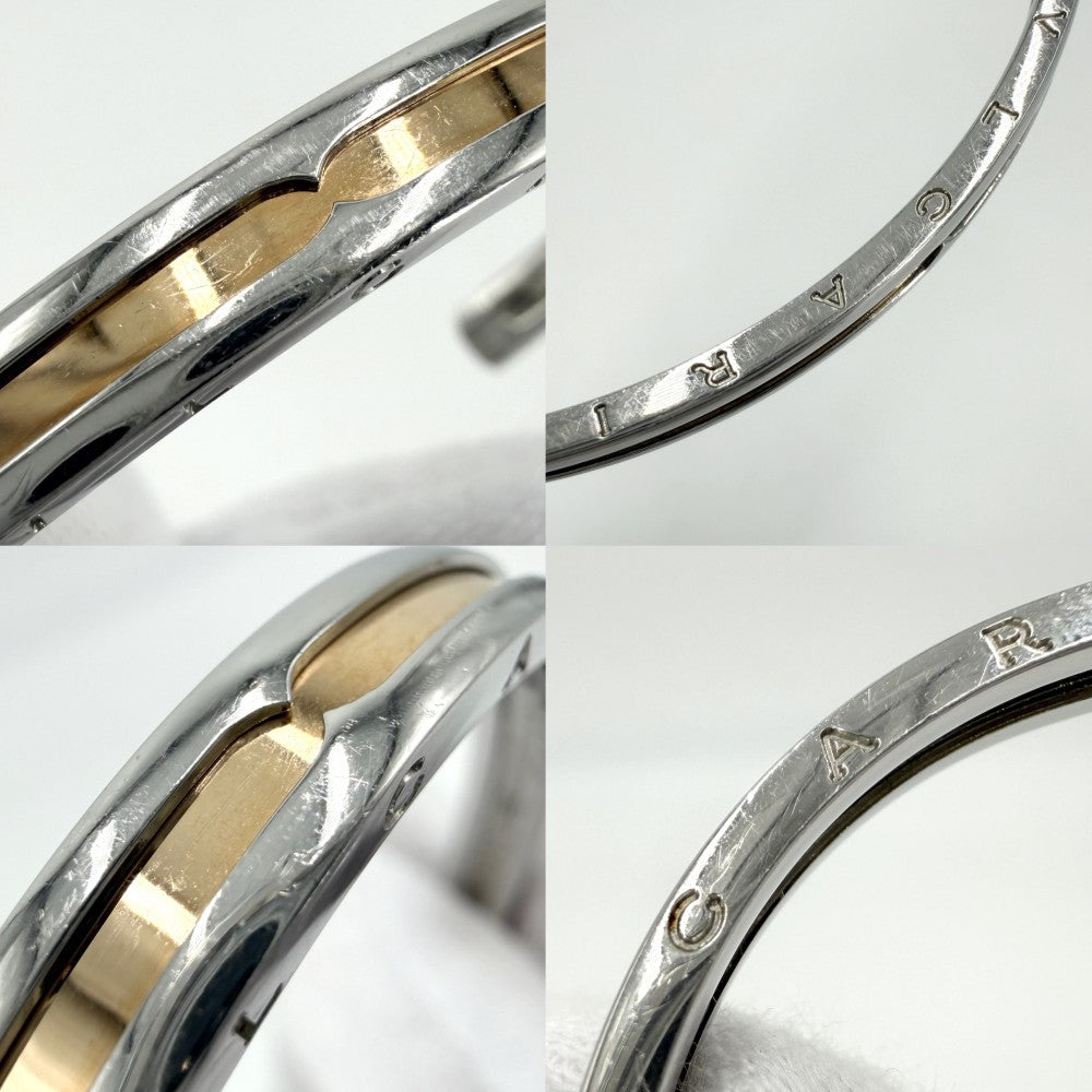 BVLGARI ブルガリ ブレスレット ビーゼロワン ジュエリー アクセサリー B-zero 1 オープン バングル Au750 PG 18金 ステンレススチール K18ピンクゴールド ゴールド シルバー レディース 約15.9g【中古品】