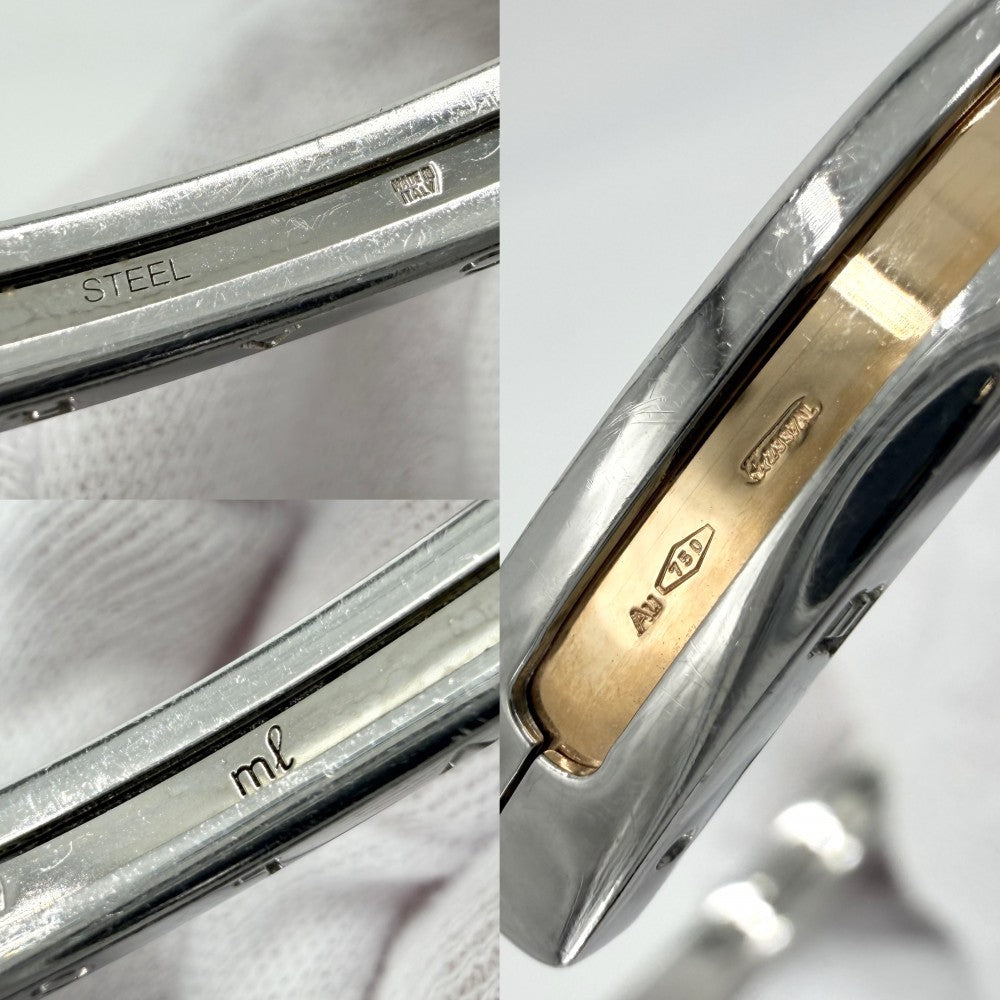 BVLGARI ブルガリ ブレスレット ビーゼロワン ジュエリー アクセサリー B-zero 1 オープン バングル Au750 PG 18金 ステンレススチール K18ピンクゴールド ゴールド シルバー レディース 約15.9g【中古品】