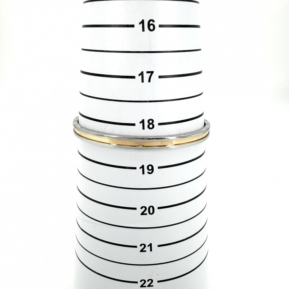 BVLGARI ブルガリ ブレスレット ビーゼロワン ジュエリー アクセサリー B-zero 1 オープン バングル Au750 PG 18金 ステンレススチール K18ピンクゴールド ゴールド シルバー レディース 約15.9g【中古品】