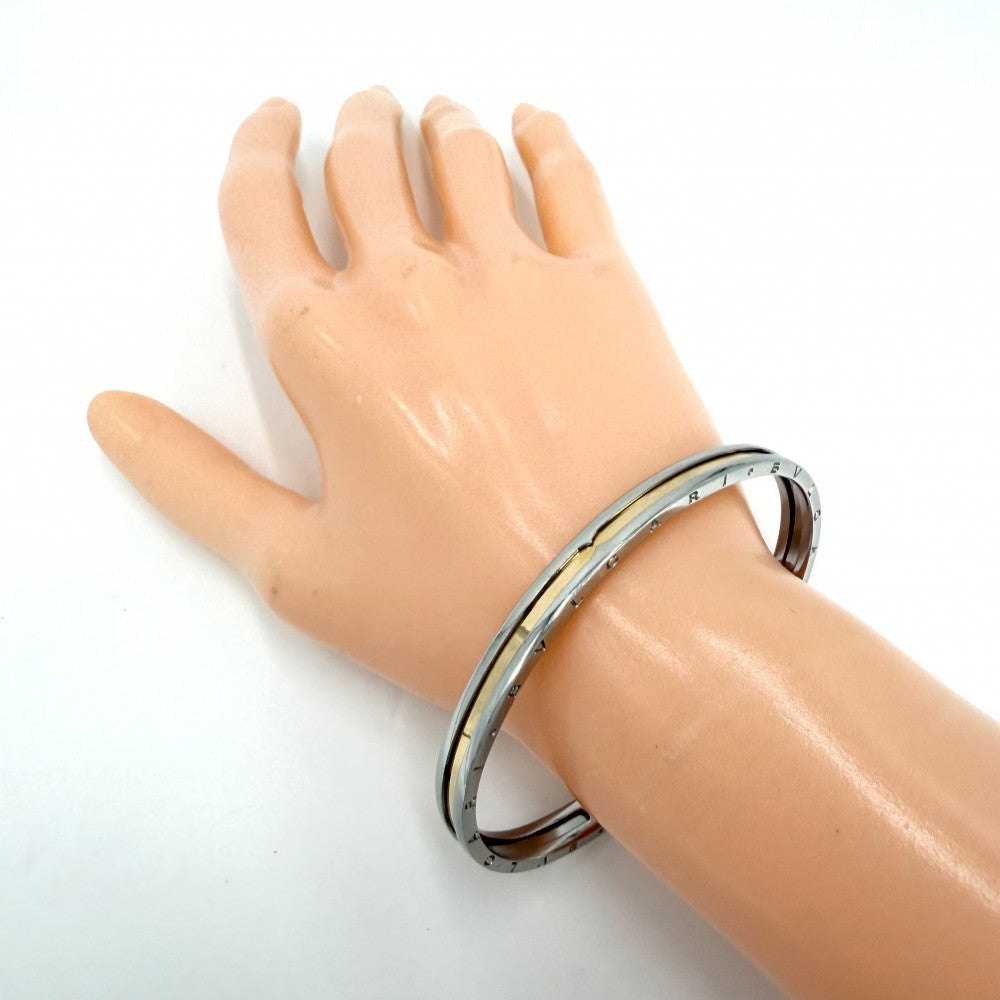 BVLGARI ブルガリ ブレスレット ビーゼロワン ジュエリー アクセサリー B-zero 1 オープン バングル Au750 PG 18金 ステンレススチール K18ピンクゴールド ゴールド シルバー レディース 約15.9g【中古品】