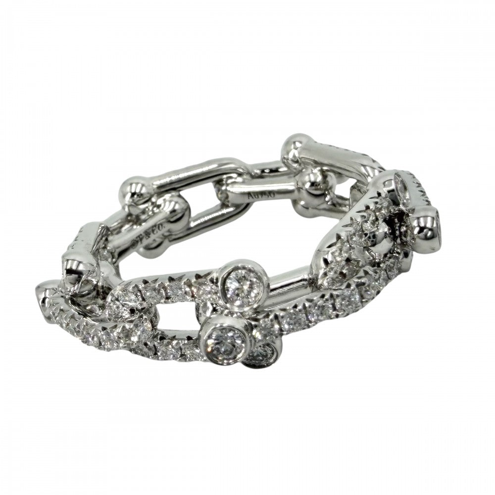TIFFANY&Co. ティファニー 指輪 ハードウェア スモール リンク リング ジュエリー アクセサリー パヴェ K18ホワイトゴールド ダイヤモンド1.32ct 約8号 72671333 レディース 約7.7g【中古品】