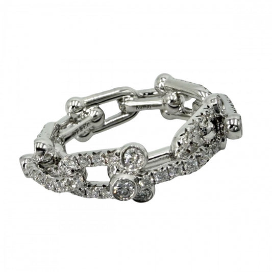 TIFFANY&Co. ティファニー 指輪 ハードウェア スモール リンク リング ジュエリー アクセサリー パヴェ 18金WG Ag925 K18ホワイトゴールド ダイヤモンド1.32ct 約8号 72671333 レディース 約7.7g【中古品】