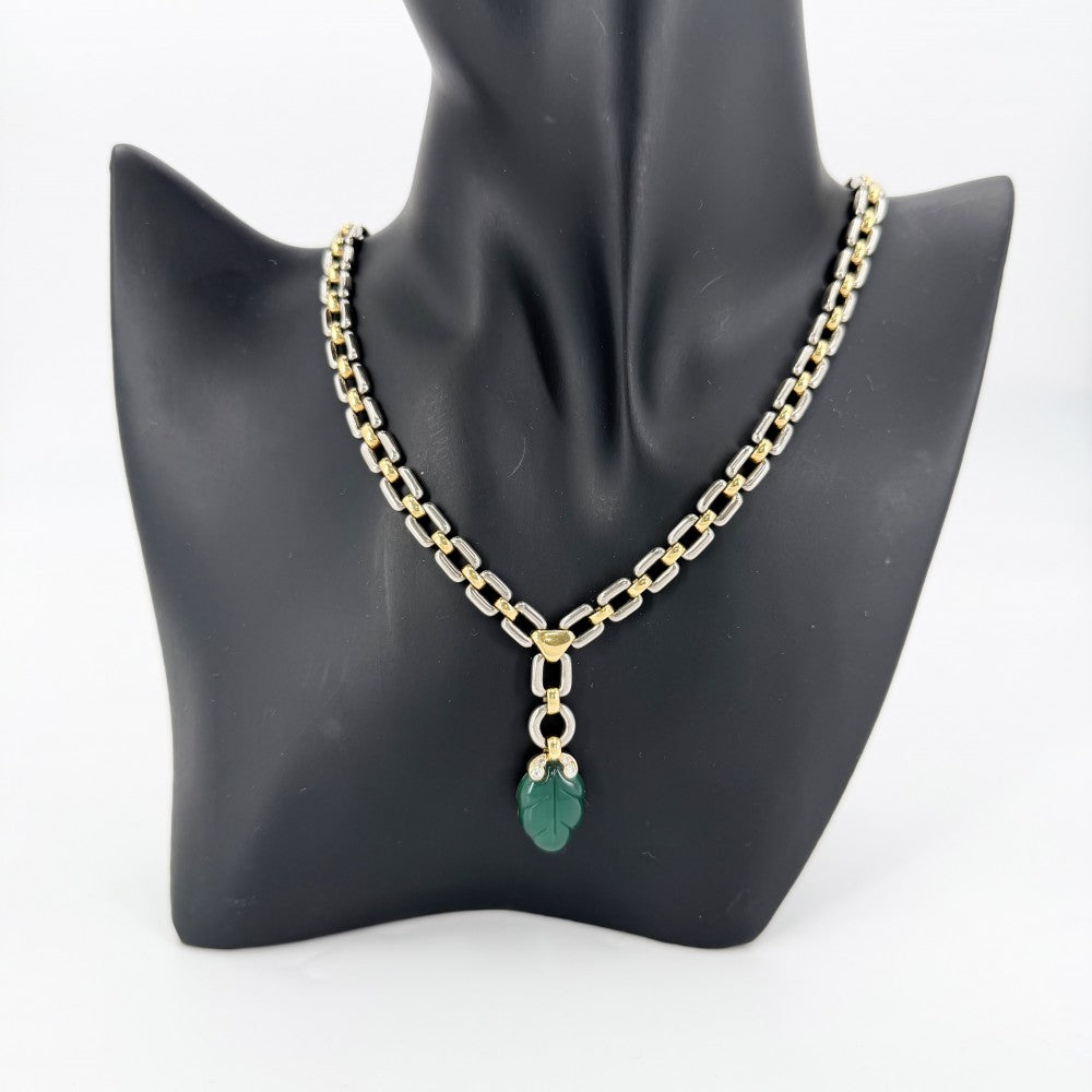 CARTIER カルティエ ネックレス パティアラ ペンダント ジュエリー アクセサリー Au750 18金YG WG K18イエローゴールド K18ホワイトゴールド カルセドニー ゴールド シルバー レディース 約52.0g【中古品】