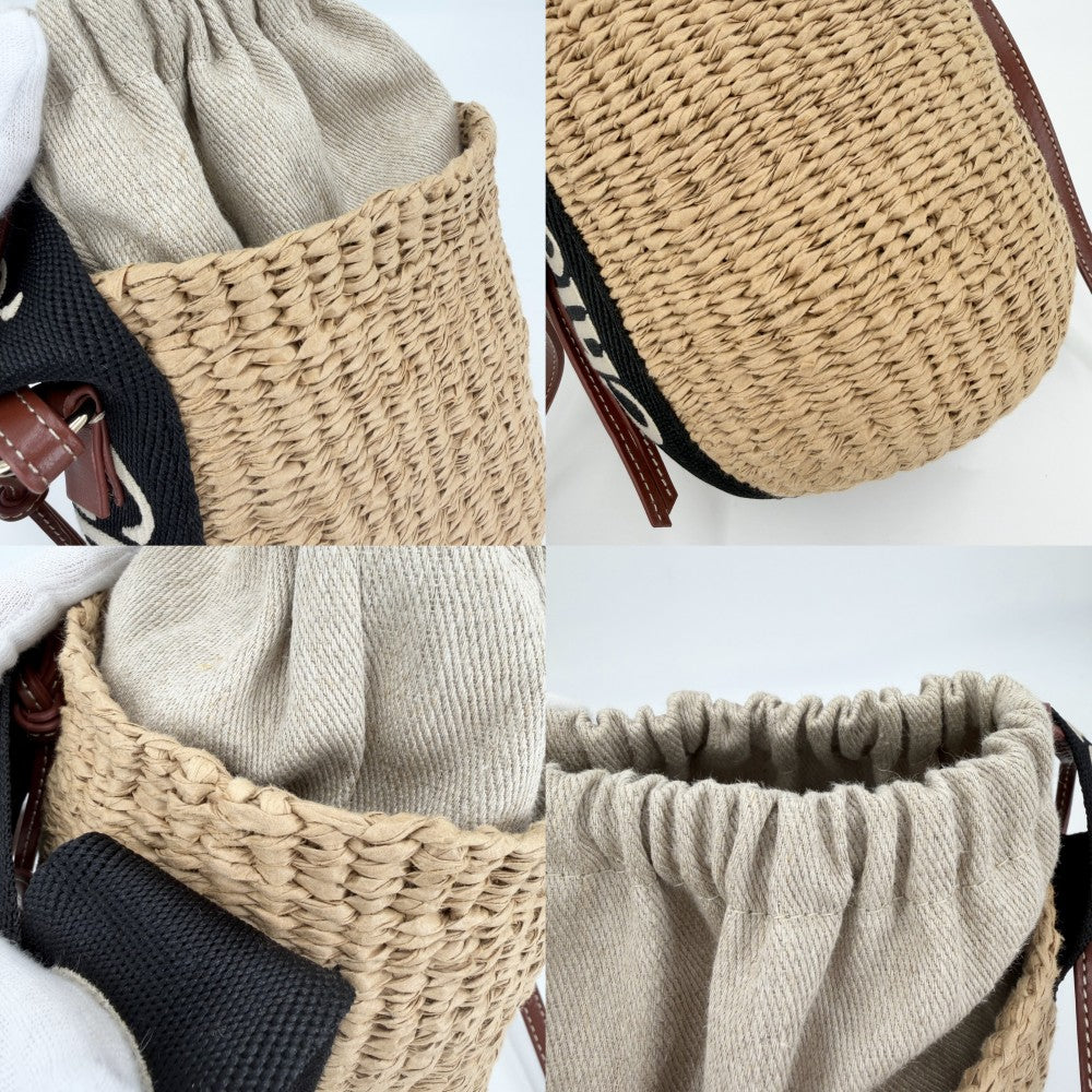 【開店SALE】 Chloe クロエ 2WAY スモールバスケット ショルダーバッグ かごバッグ ハンドバッグ 鞄 かばん CHC23AS381L 春 夏 ベージュ ブラック 黒 ゴールド金具 レディース【中古品】