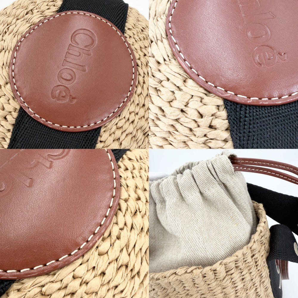 【開店SALE】 Chloe クロエ 2WAY スモールバスケット ショルダーバッグ かごバッグ ハンドバッグ 鞄 かばん CHC23AS381L 春 夏 ベージュ ブラック 黒 ゴールド金具 レディース【中古品】