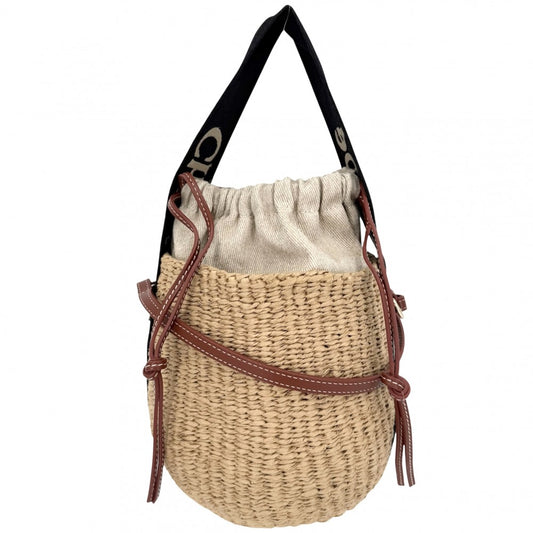 【開店SALE】 Chloe クロエ 2WAY スモールバスケット ショルダーバッグ かごバッグ ハンドバッグ 鞄 かばん CHC23AS381L 春 夏 ベージュ ブラック 黒 ゴールド金具 レディース【中古品】