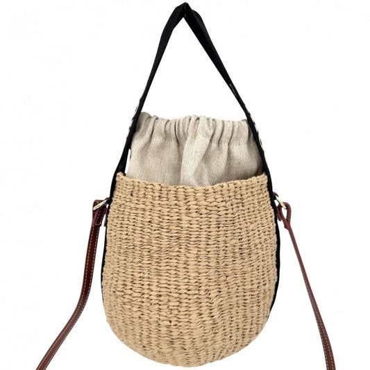 【開店SALE】 Chloe クロエ 2WAY スモールバスケット ショルダーバッグ かごバッグ ハンドバッグ 鞄 かばん CHC23AS381L 春 夏 ベージュ ブラック 黒 ゴールド金具 レディース【中古品】
