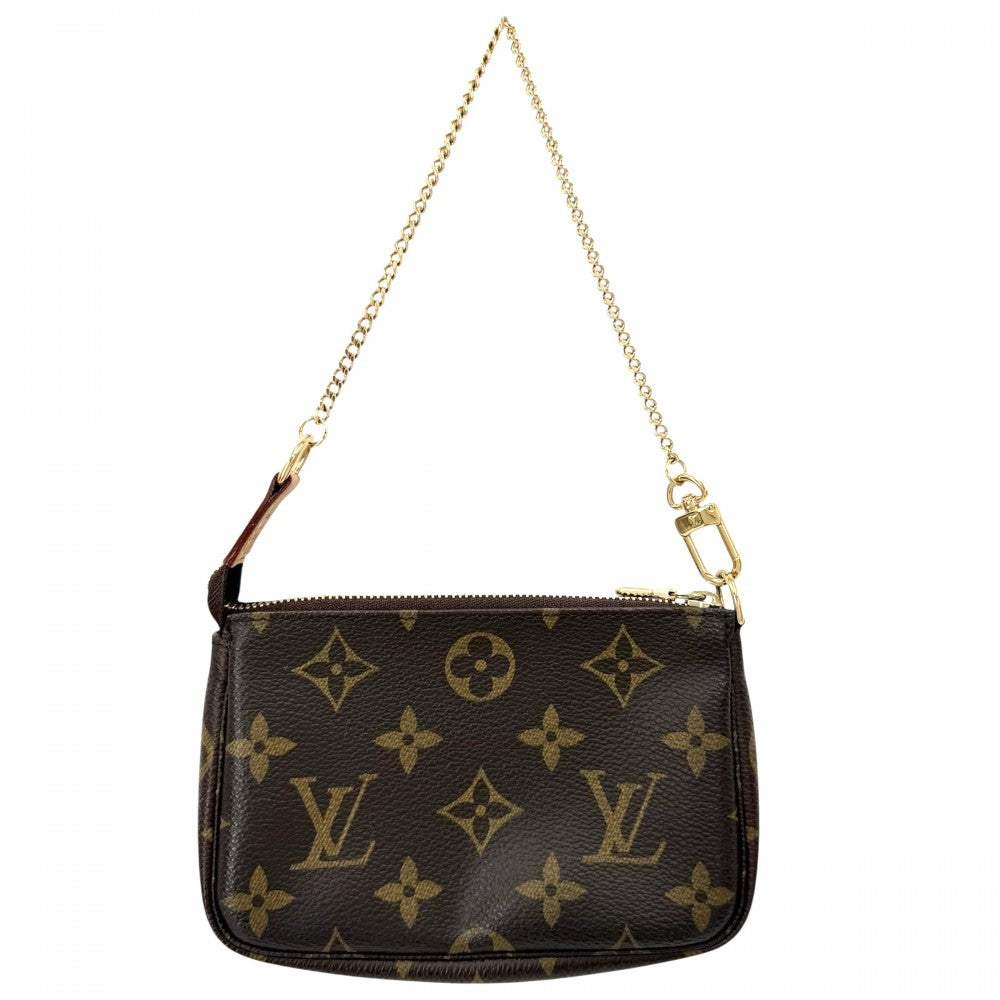 LOUIS VUITTON ルイヴィトン ハンドバッグ モノグラム ミニポシェットアクセソワール アクセサリーポーチ Mini Pochette Accessoires M58009 ブラウン 茶 ゴールド金具 レディース【中古品】