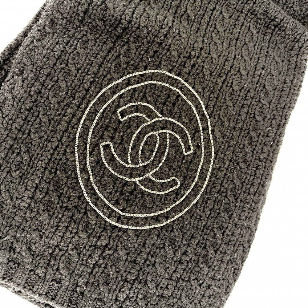 CHANEL シャネル マフラー ファッションアイテム ニット ココマーク ココ チェーン 秋 冬 カシミヤ ブラック 黒 レディース【中古品】