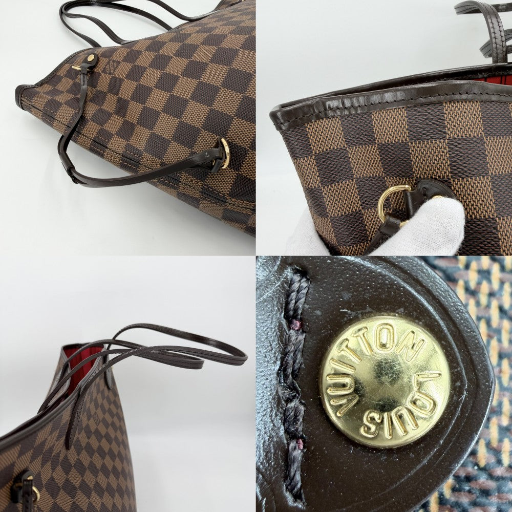 【開店SALE】 LOUIS VUITTON ルイヴィトン トートバッグ ネヴァーフルMM ハンドバッグ N40599 ダミエキャンバス ブラウン 茶 ゴールド金具 レディース【中古品】