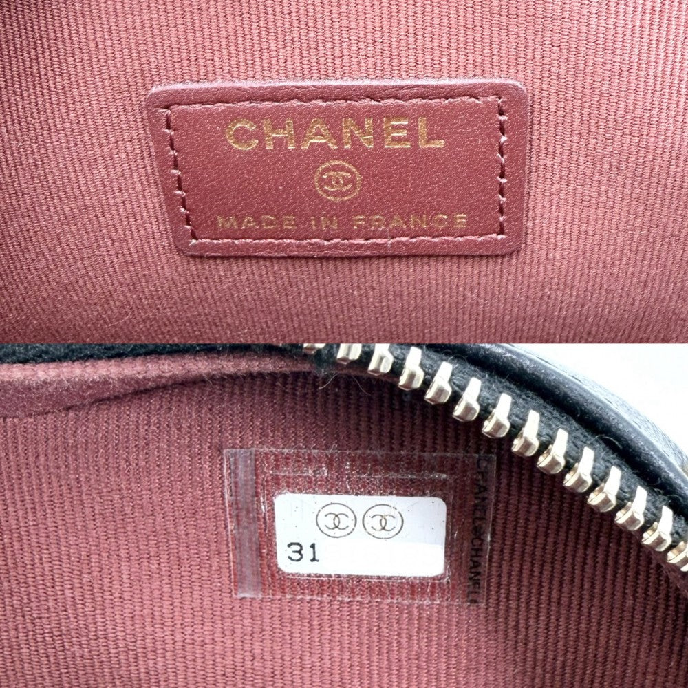CHANEL シャネル ショルダーバッグ ミニチェーンショルダーバッグ マトラッセ ポシェット コインケース ハートモチーフ ラムスキン ブラック 黒 ゴールド金具 レディース【中古品】
