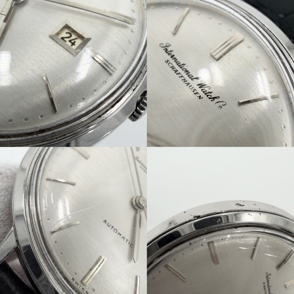 IWC SCHAFFHAUSEN アイダブリューシー シャフハウゼン 腕時計 寄り目デイト AT シルバー文字盤 メンズウォッチ Cal.8531 603A 自動巻き ステンレススチール レザー シルバー ブラック 黒 メンズ【中古品】