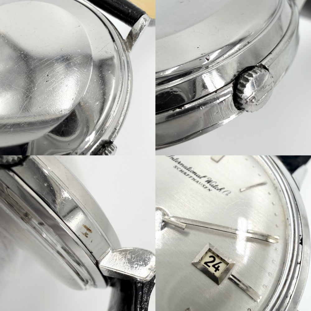 IWC SCHAFFHAUSEN アイダブリューシー シャフハウゼン 腕時計 寄り目デイト AT シルバー文字盤 メンズウォッチ Cal.8531 603A 自動巻き ステンレススチール レザー シルバー ブラック 黒 メンズ【中古品】