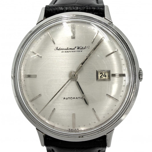 IWC SCHAFFHAUSEN アイダブリューシー シャフハウゼン 腕時計 寄り目デイト AT シルバー文字盤 メンズウォッチ Cal.8531 603A 自動巻き ステンレススチール レザー シルバー ブラック 黒 メンズ【中古品】