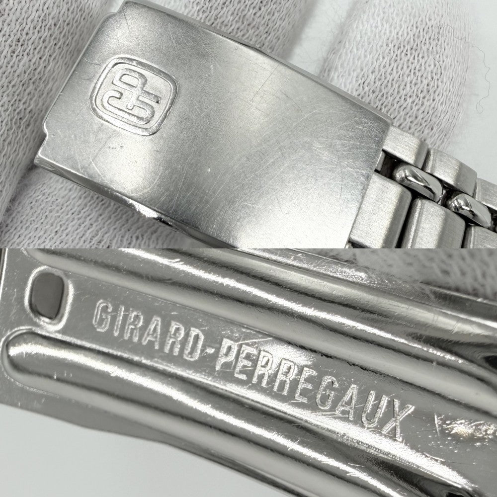 腕時計 ジラールぺルゴ ジャイロマティック　Gyromatic AT ネイビー文字盤 Girard Perregaux メンズウォッチ Cal.460.241 デイト 自動巻き ステンレススチール シルバー メンズ【中古品】