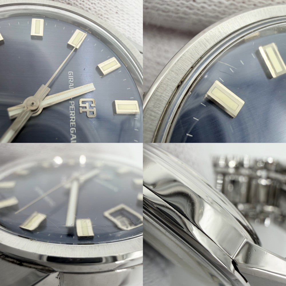 腕時計 ジラールぺルゴ ジャイロマティック　Gyromatic AT ネイビー文字盤 Girard Perregaux メンズウォッチ Cal.460.241 デイト 自動巻き ステンレススチール シルバー メンズ【中古品】