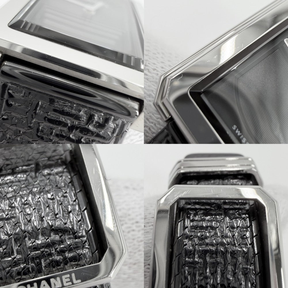 CHANEL シャネル 腕時計 ボーイフレンド ツイード ブラック文字盤 QZ H5317 クオーツ ステンレススチール シルバー ブラック 黒 レディース【中古品】